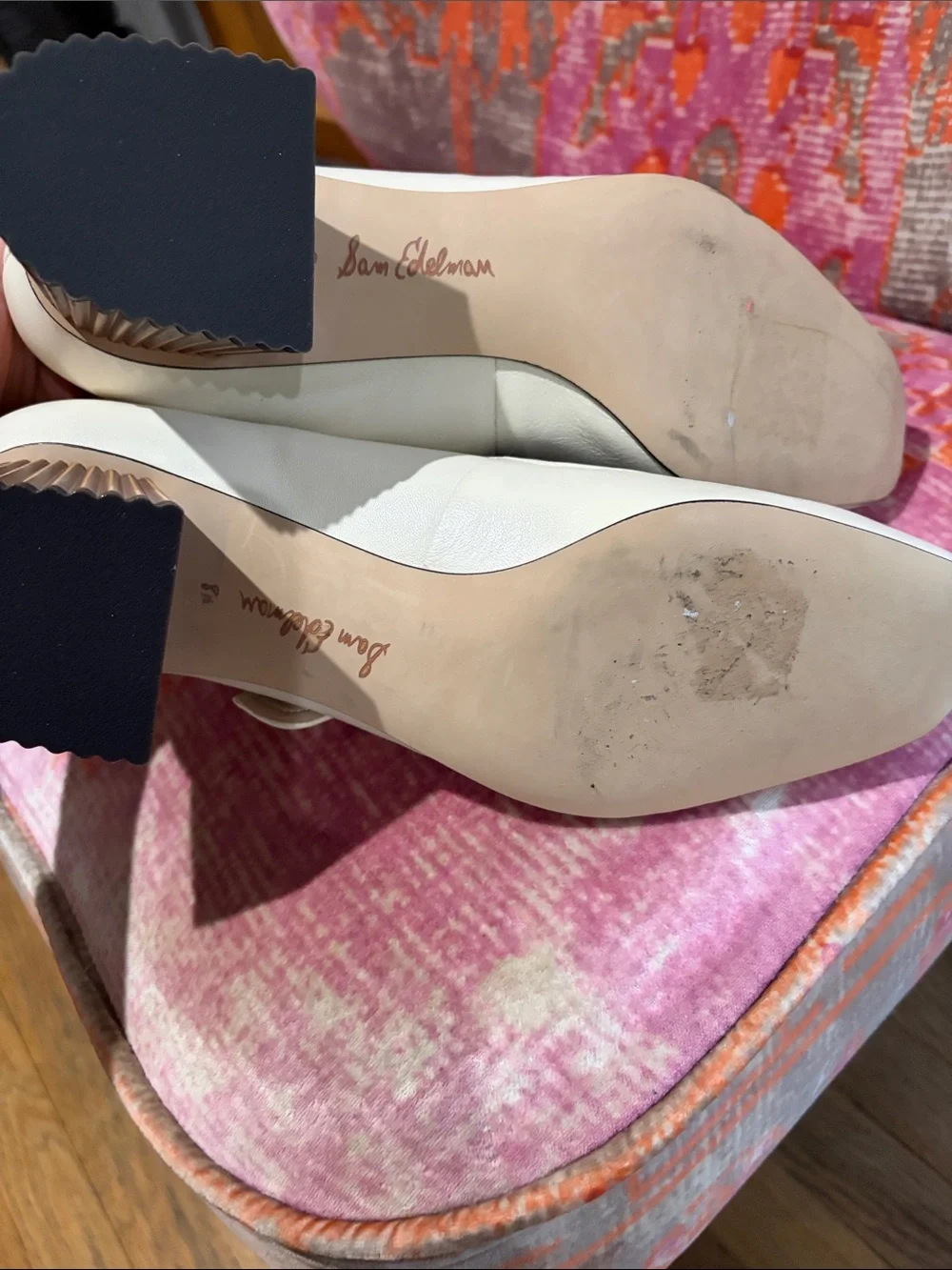 Sam Edelman Cream Mary Jane Pumps with Gold Buckle - Picture 6 of 8